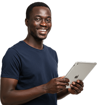 Homme utilisant une tablette